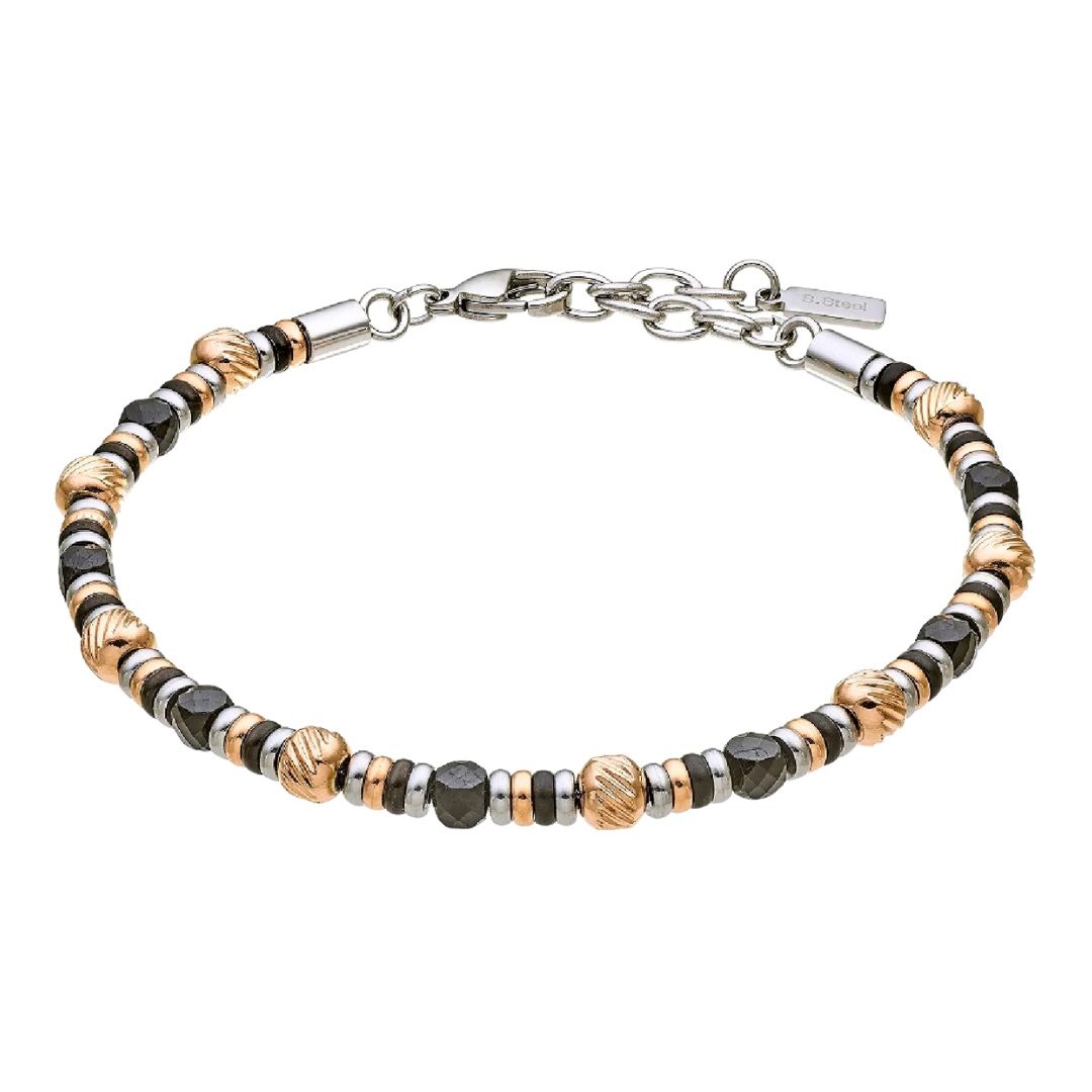 Bracciale Zancan In Acciaio 316L Con Sfere Diamantate E Onice