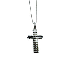 Collana Zancan da Uomo in Oro Croce Pendente con Diamanti Neri ct. 0,04 EPE075B