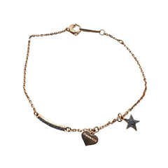 Rebecca Jolie Barrettina Bracelet with Heart and Star in Rose Silver and Diamond Dust
