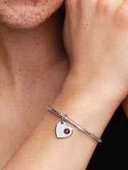 Charm Pandora para colgante de corazón con piedra roja oscura de enero