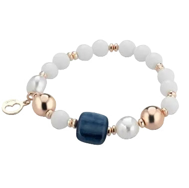Lelune Bracelet in Rose Silver with Agate, Pearls and Mother of Pearl