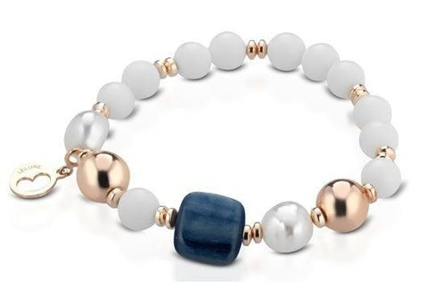 Bracciale Lelune in Argento Rosè con Agata, Perle e Madreperla
