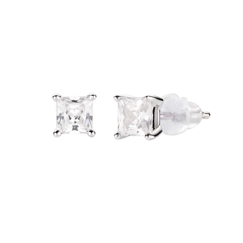Amen Diamonds Earrings with Square Solitaire -