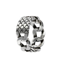 Anillo Albert M. Band con cadena de eslabones y textura de sirena