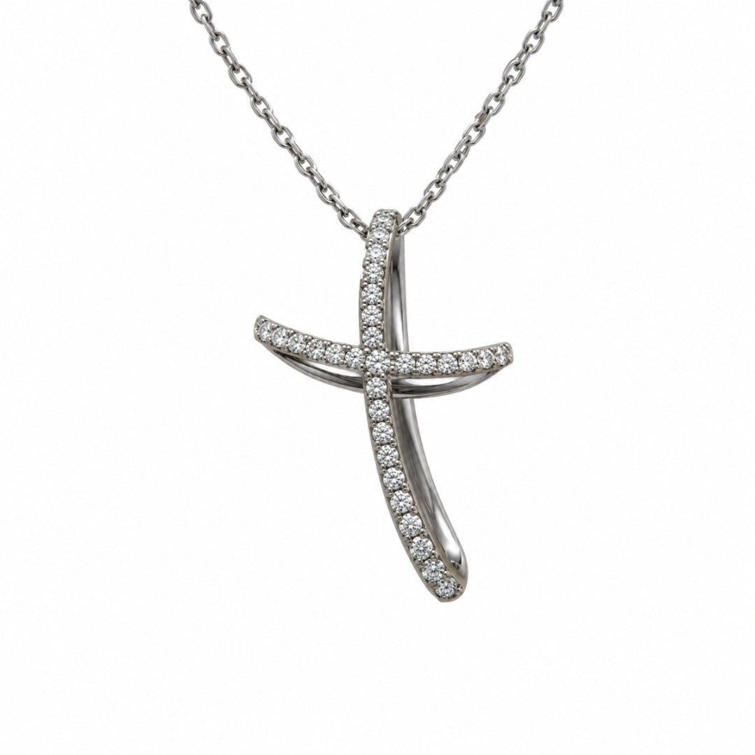Collana Croce Giorgio Visconti in Oro Bianco 18 KT e Diamanti GB35371