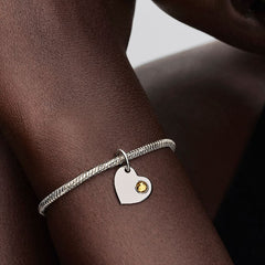 Pandora Charm Pendant Heart With Honey Stone November