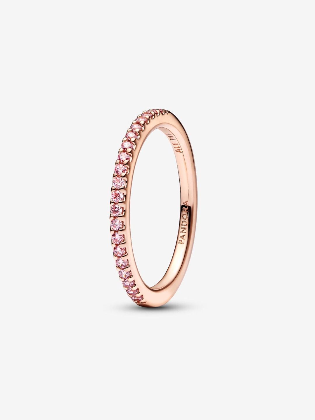 Anello Pandora Veretta Sottile Rosè Pavè Con Pietre Rosa