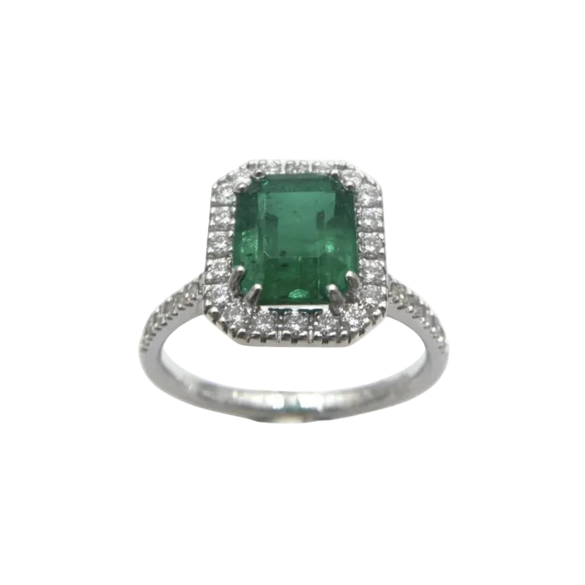 Iannelli Handmade Ring in White Gold with Octagonal Cut Emerald and Diamonds AFSALK142EE11