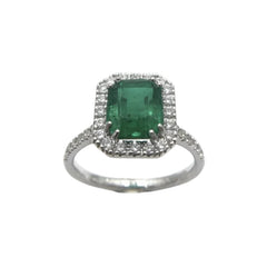 Iannelli Handmade Ring in White Gold with Octagonal Cut Emerald and Diamonds AFSALK142EE11