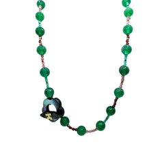 Collana Rajola Cecilia con Agata, Tormalina, Granato, Ematite e Madreperla 54-687-1O