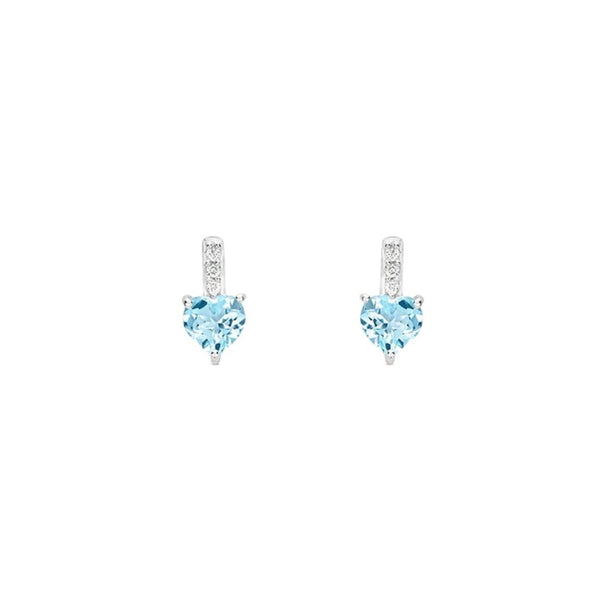 Orecchini Stroili Lobo Punto Luce Cuore Amélie Oro Bianco 9 KT Topazio Sky Blue 1413236
