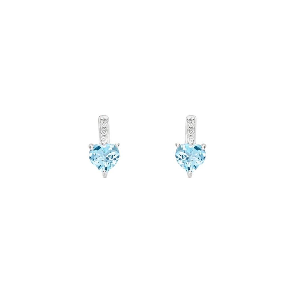 Orecchini Stroili Lobo Punto Luce Cuore Amélie Oro Bianco 9 KT Topazio Sky Blue 1413236