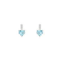 Orecchini Stroili Lobo Punto Luce Cuore Amélie Oro Bianco 9 KT Topazio Sky Blue 1413236
