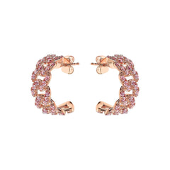 Bronzallure Square Curb Chain Stud Earrings with Cubic Zirconia Pavé