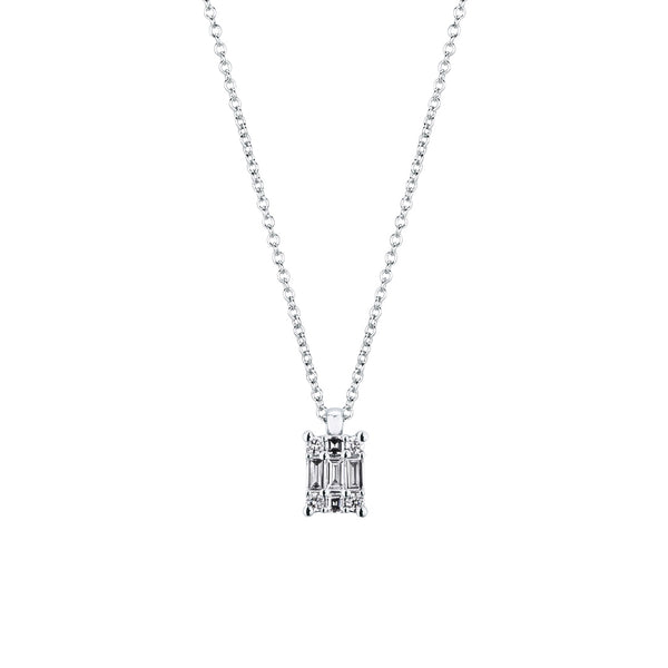 Collana Mirco Visconti in Oro Bianco 18 KT con Diamanti Naturali Baguette e Brillante