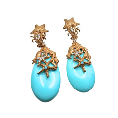 Orecchini Fiorini in Argento con Pasta Turchese e Zirconi Bianchi 0156AG7630142X