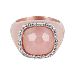 Bronzallure Ring in Golden Rosè with Pink Chalcedony