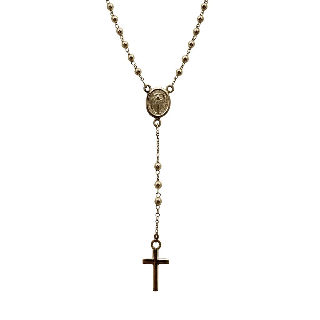 18KT Yellow Gold Y-Shaped Rosary Necklace