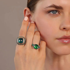 Anello Bronzallure Cocktail Con Prisma Gem Quadrata E Pavé -