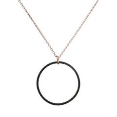 Bronzallure Necklace with Black Spinel Circle Pendant