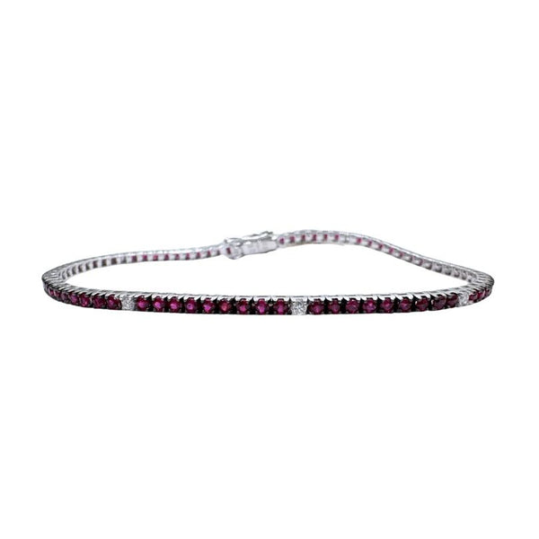 Bracciale Tennis Davite&Delucchi in Oro Bianco 18 KT con Rubini e Diamanti -