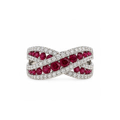 Anello Fascia Giorgio Visconti in Oro Bianco 18 KT con Diamanti e rubini ABX17421R