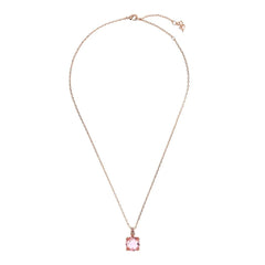 Bronzallure Rolo Chain Necklace with Square Pink Gem Prism and Pavé