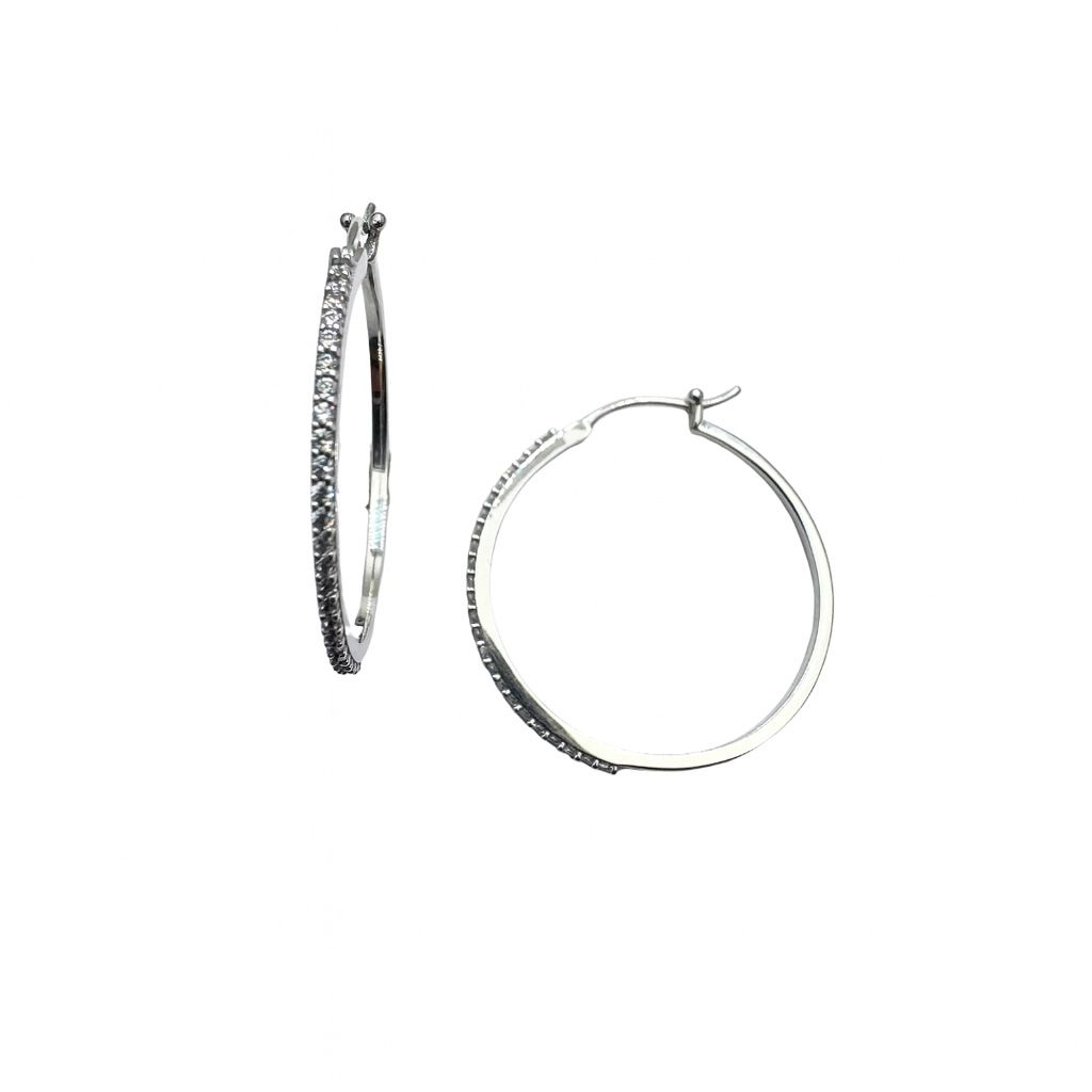 Snap Hoops in 18 KT White Gold and Zirconia