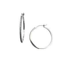Snap Hoops in 18 KT White Gold and Zirconia