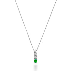 Golay White Gold Necklace with Pendant, 0.14 ct Emerald and 0.15 ct Diamonds