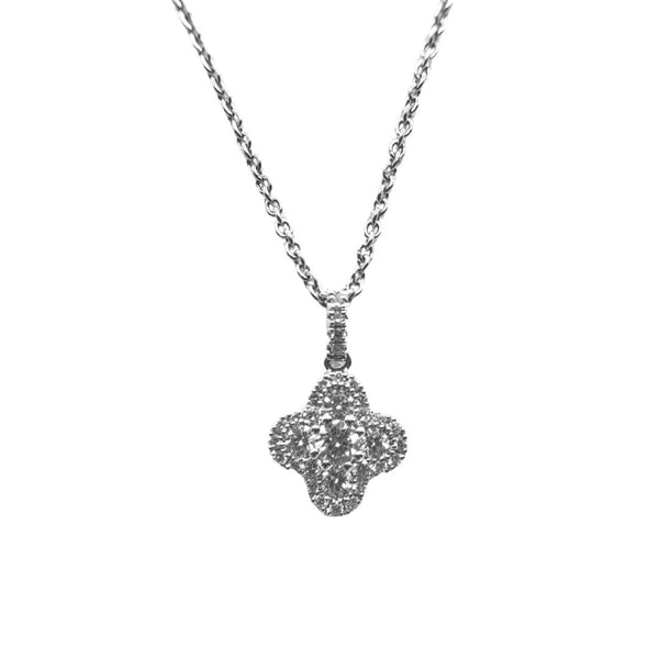 Collana Damaso con Pendente Quadrifoglio in Oro Bianco e Diamanti Z653D