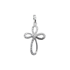 White Gold Pendant Cross with Zircons