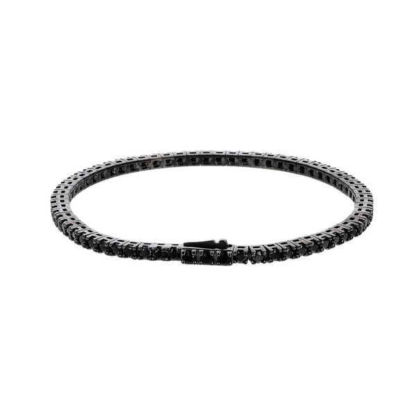 Albert M. Burnished Tennis Bracelet with Black Cubic Zirconia