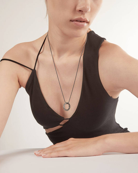 Collar-Anillo Nove25 con Colgante de Hoja Circular