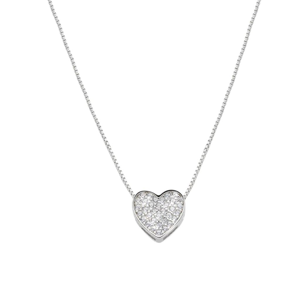 Collana Amen Cuore Luminoso Pavé In Argento CLHSCBBZ3