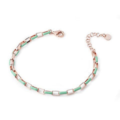 Marcello Pane Oval Link Bracelet in Rose Silver and Enamel