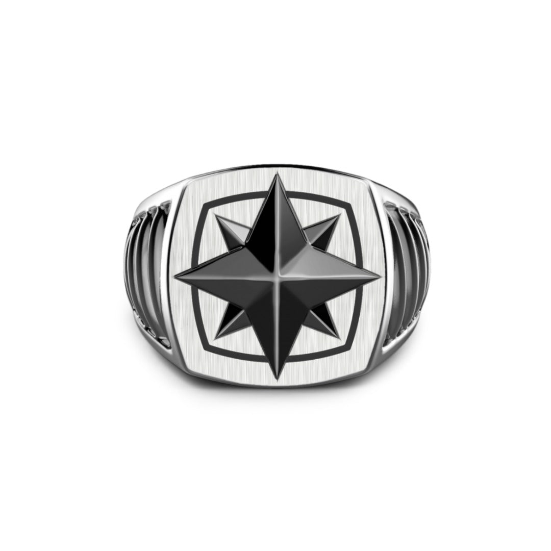 Anello Zancan in Argento con Rosa dei Venti