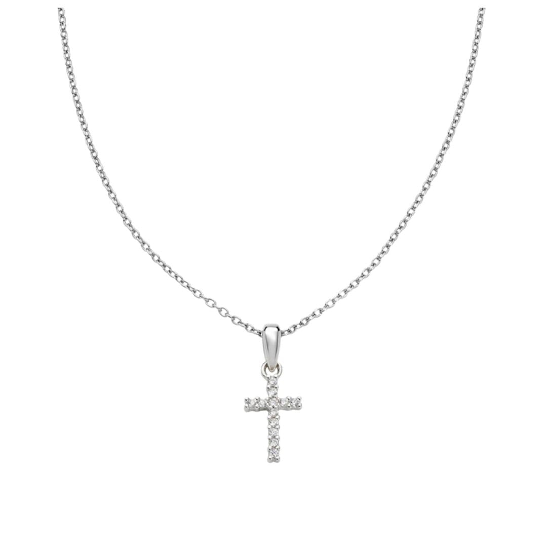 Amen Necklace with Pendant Cross and White Zircons CLAPCRBBZ3