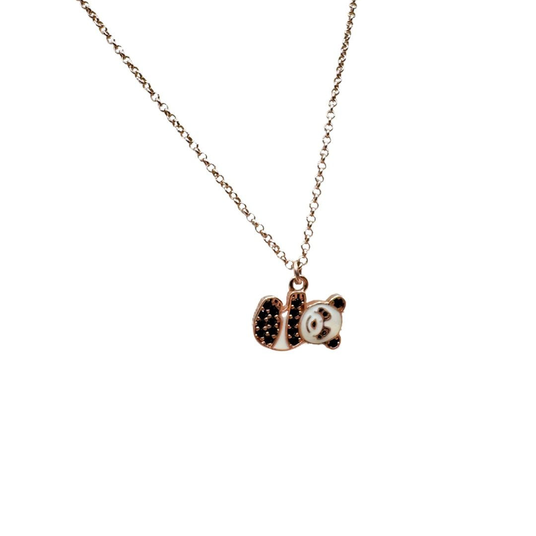 Collana Versari Panda Smaltato Panna con Zirconi Neri C121