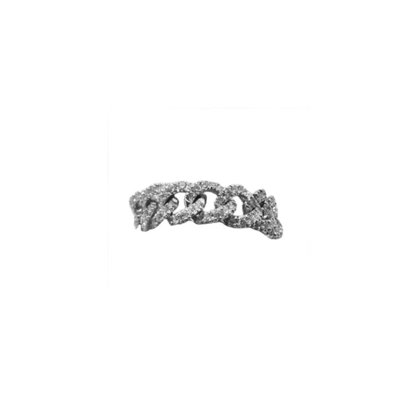 Anillo Groumette Suave en Oro Blanco y Diamantes