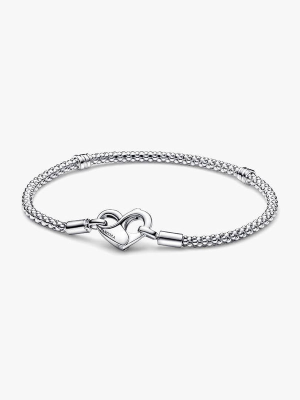 Bracciale Pandora Maglia Geometrica Con Chiusura Moschettone A Cuore