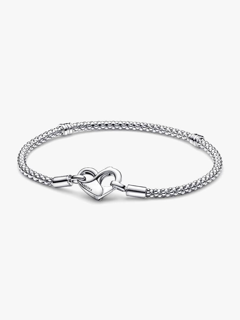 Bracciale Pandora Maglia Geometrica Con Chiusura Moschettone A Cuore