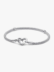 Bracciale Pandora Maglia Geometrica Con Chiusura Moschettone A Cuore