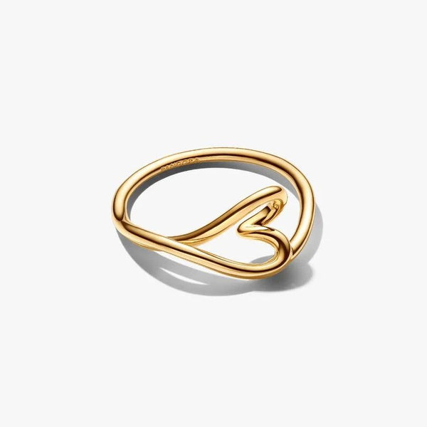 Anello Pandora Cuore Piccolo Linea Sinuosa Placcato Oro 14 KT 164361C00