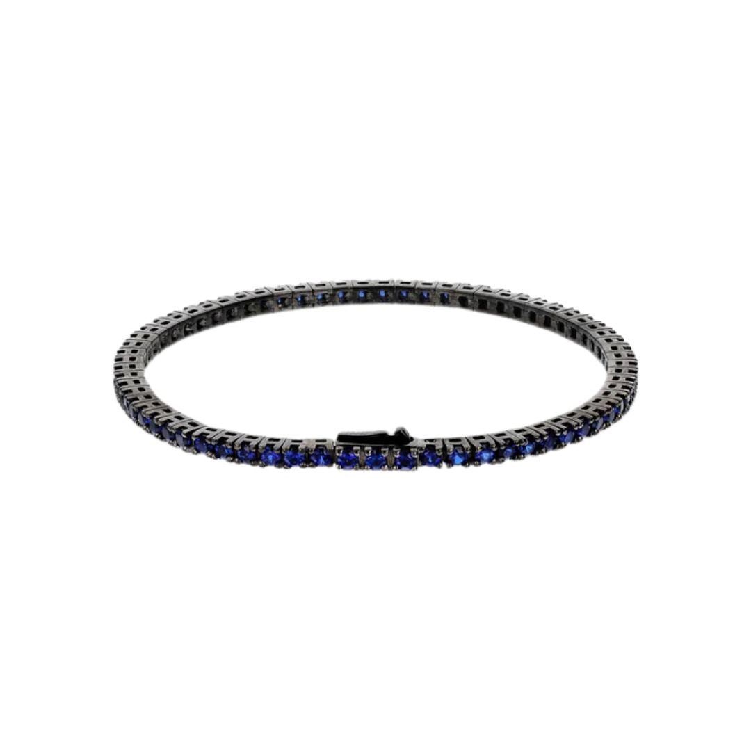 Albert M. Burnished Tennis Bracelet with Blue Zirconia