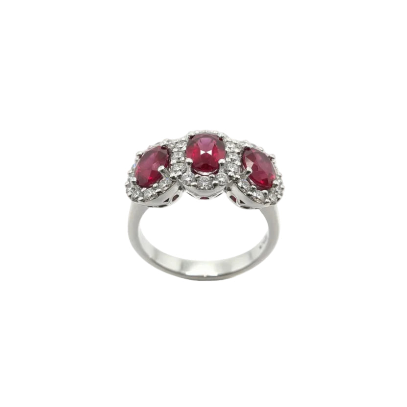 Iannelli Handmade Trilogy Ring with Rubies and Diamonds
