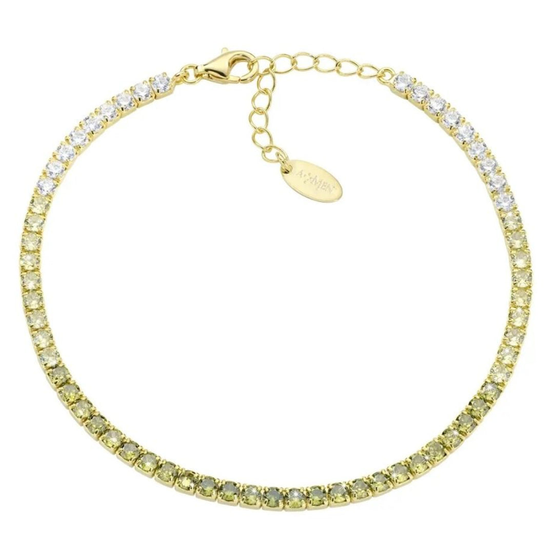 Pulsera de oro con circonita verde Amen Tennis Mania