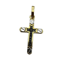 Cruz colgante Zancan de oro amarillo de 18 quilates con diamantes negros