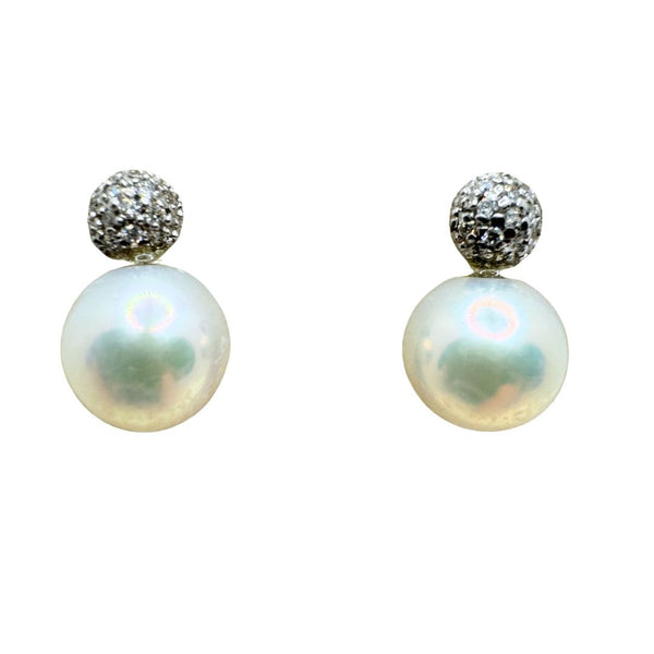 Orecchini Iannelli Hand Made con perle d'Acqua Dolce mm 8/8,5 con Diamanti F.WATER14