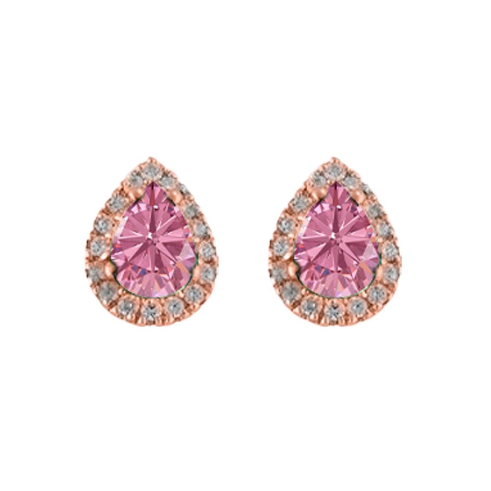 Orecchini in Oro Rosa con Zaffiri Rosa Naturali Taglio Goccia e Diamanti OR-207-72ZR